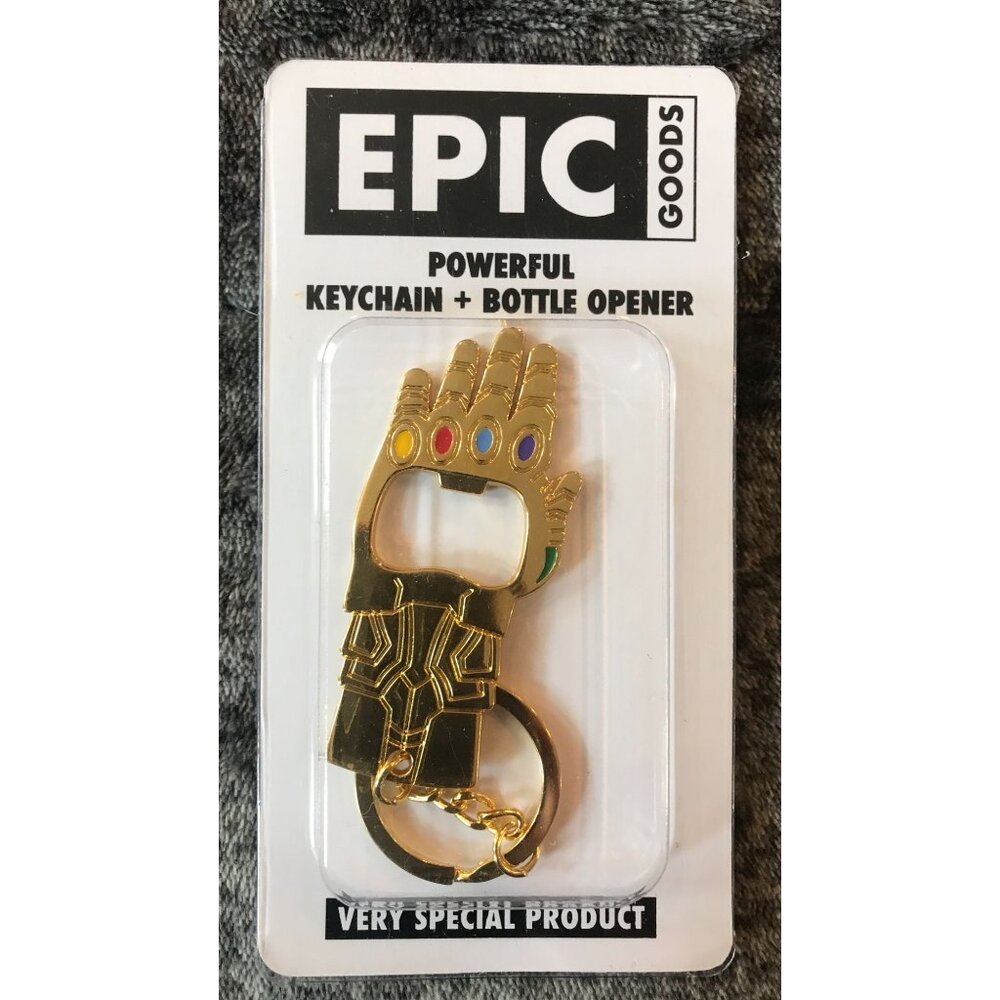 AVENGERS THANOS ENDGAME INFINITY GAUNTLET KEYCHAIN BOTTLE OPENER! NEW, SEALED!